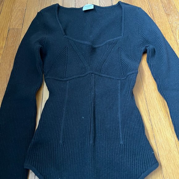 Abercrombie & Fitch Long Sleeve Sweetheart Sweater Knit Rib Bodysuit - Picture 4 of 7